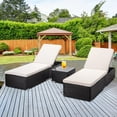thumbnail image 3 of Segmart 3 Pieces Patio Rattan Wicker Chaise Lounge Furniture Set, Pool Reclining Chaise Chairs Set of 2 with 5-Level Angles Adjust Backrest, Outdoor Set with Coffee Table & Thick Cushions, 3 of 10