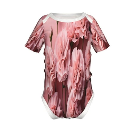 

Adobk Delicate Pink Carnations Print Baby Climbing Clothes Jumpsuit Rompers Classic Rompers Child Short sleeve Bodysuits-12 Months