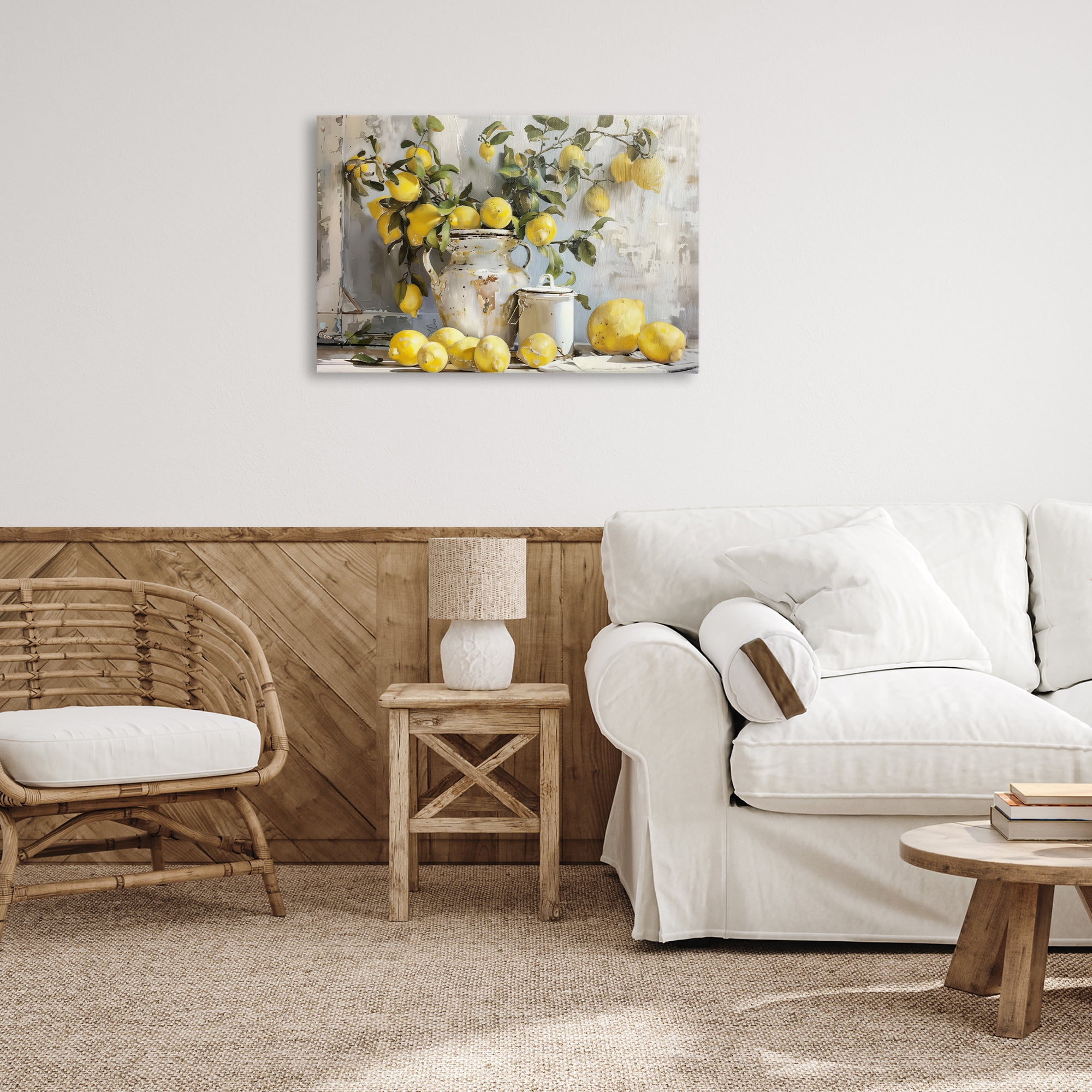 Stupell Industries Lemons & Canisters Still Life Food & Beverage Painting Wrapped Canvas Art Print Wall Art, 30 x 20