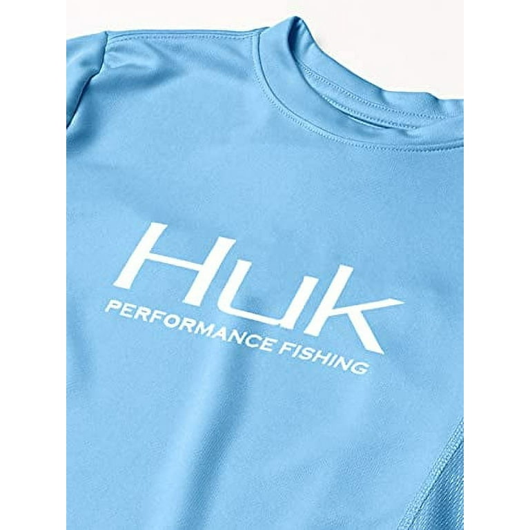 HUK Kids' Standard Icon X Long-Sleeve Shirt with Sun Protection, Carolina  Blue-New Logo, X-Large 