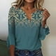 thumbnail image 1 of ICHUANYI Clearance Women's Casual Printed Three-quarter Sleeve V-neck Flared Sleeve T-shirt Shirt(Navy, M) ICHUANYI WER2023080708901, 1 of 5