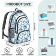 thumbnail image 5 of Blue Butterfly Pattern Cute School Backpack Bag with Padded Back and Adjustable Shoulder Straps 16.9 X 12.6 X 5.9 Inches, 5 of 5