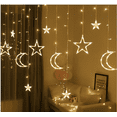 thumbnail image 5 of Ramadan String Lights, Twinkle Star 138 LED Star Moon Curtain String Lights, Window Curtain Lights with 8 Flashing Modes Wedding Party, Home, Patio Lawn Decorations 3 Big Moon 4 Big Stars (WW), 5 of 6