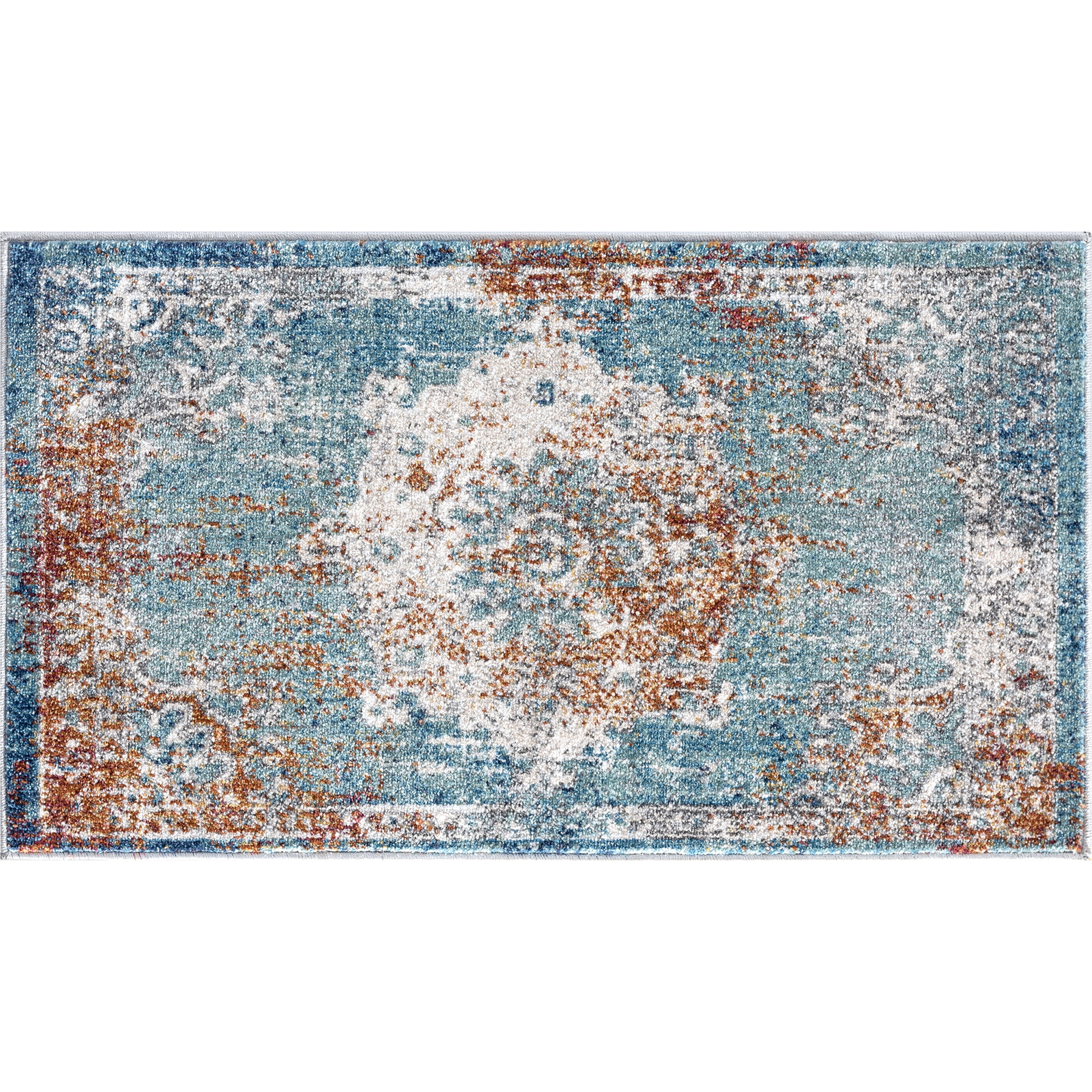 Transitional 2x3 Area Rug (2' x 3'4'') Oriental Navy, Gold Indoor Scatter Easy to Clean