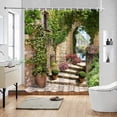 thumbnail image 2 of Outdoor Garden Shower Curtain Street Architecture Botanical Floral Vintage Old Fashid Door Rustic Scene Hippie Bathroom r, 2 of 7