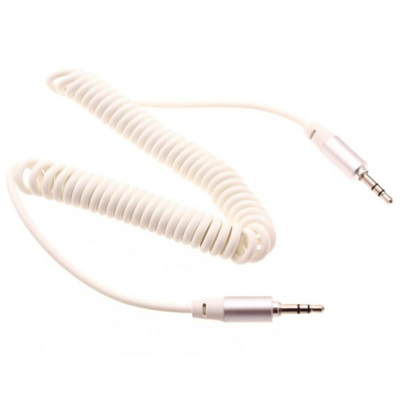 3.5mm Aux Cable Adapter Car Stereo Aux-in Audio Cord Speaker Jack Wire Coiled Q2X for Kyocera Hydro Reach Life Elite C6750 - LG Fortune, Treasure, G2, Volt, G3, Power, G4, K7 K10 K8, Spree, K3