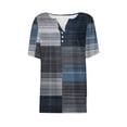 thumbnail image 5 of QUNYINEY Plaid Shirts for Women Short Sleeve V Neck Casual Tops Button Loose Pullover Shirts, 5 of 5