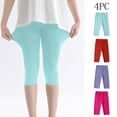 thumbnail image 4 of TEAJOPSUU 2-13Y Girls Capri Leggings 4 Pack Stretchy Cropped Tights Soft Yoga Pants for Kids Teens Leisure Wear K-Multicolor, 4 of 9