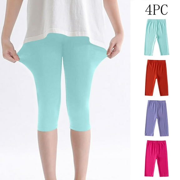 Nilvkv Leggings for Toddler Girls, Girls Pants, 4-Pack of Stretch Capri Tights featuring Elastic Waist, perfect for Sunny Days Multicolor 8-9 Years