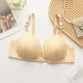 thumbnail image 2 of Loopsun Womens Daily Bra, Thin Bras for Ladies, Women's Wireless Back Closure Lace Patchwork Lightweight Breathable Soft Everyday Bra Beige, 38/85BC, 2 of 5