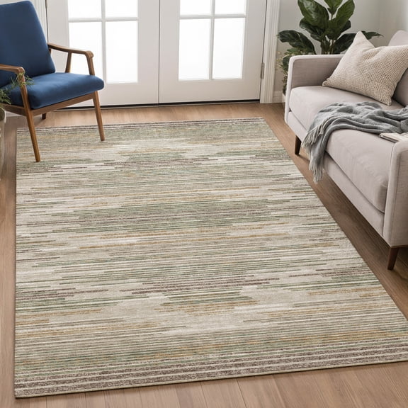 Addison Rugs Chantille Indoor/Outdoor Transitional Stripes Beige Machine Washable Rectangle Rug, 10' x 14'