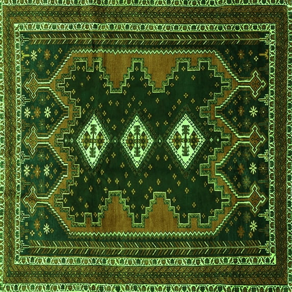 Ahgly Company Indoor Square Persian Green Traditional Area Rugs, 7' Square