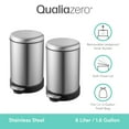 thumbnail image 2 of Qualiazero Trash Can, 1.6 Gal Round Step On Trash Can, Stainless Steel, Pack of 2, 2 of 12