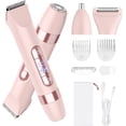 thumbnail image 1 of Maquinilla de afeitar eléctrica Hatteker 4 en 1 para mujer con recortadora corporal, color rosa, 1 of 9