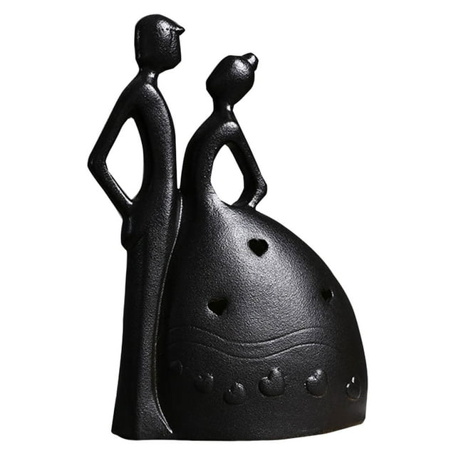 Esculturas abstractas para parejas, artesanías románticas, adorno creativo, estatua de amante apasionado para accesorios de escritorio, hogar, sala de vestido de novia negro BLESIY Pareja estatua