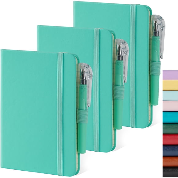 Cuaderno NIRMIRO A6, paquete de 3, cuero verde, 408 páginas