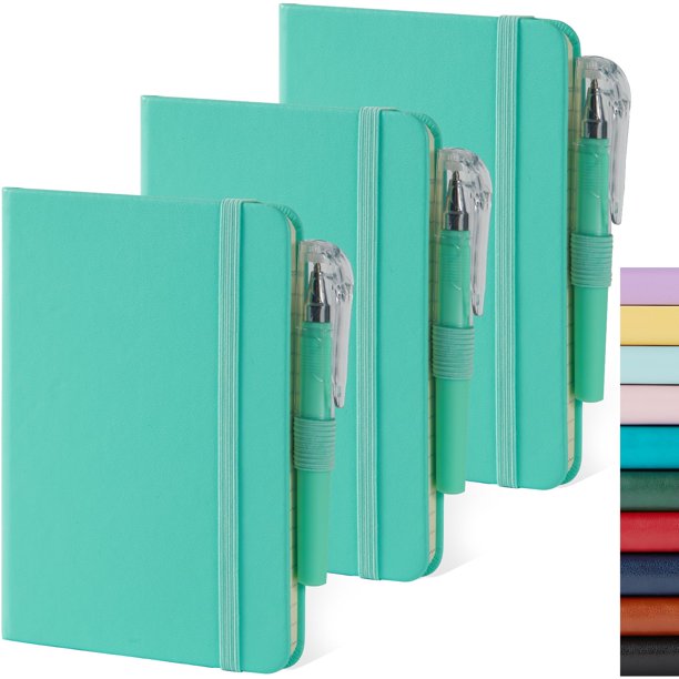 Cuaderno NIRMIRO A6, paquete de 3, cuero verde, 408 páginas