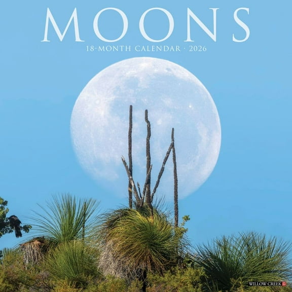 Willow Creek Press, Moons 2026 Wall Calendar, 12'' X 12'', 18-Month Calendar with Stapled Binding