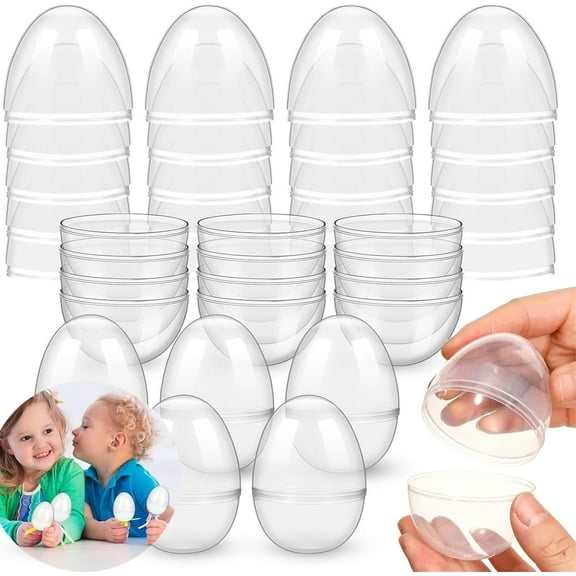 Tutuviw 20Pcs Small Translucent Fillable Easter Egg,Plastic Clear Easter Eggs, 3.5 Inch Empty Eggs Bulk for Easter Theme Party Favor Basket Stuffers,Bulk Easter Toy for Filling Candy,Party Favor