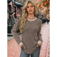 thumbnail image 5 of Long Sleeve Shirts for Women Sweaters Fall Outfits Color Block Winter Clothing Dressy Casual Soft Khaki S, 5 of 7