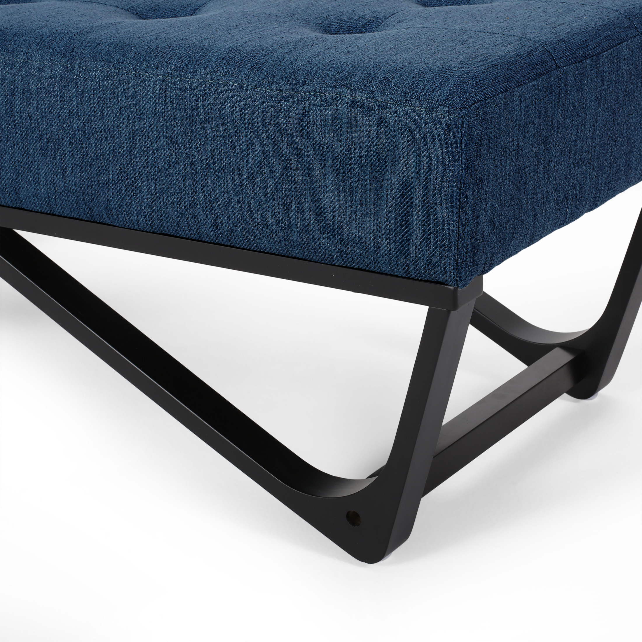 Christopher Knight Home Modern Button-Tufted Ottoman Bench, Elegant Bentwood Frame, Sleek Design, Navy Blue