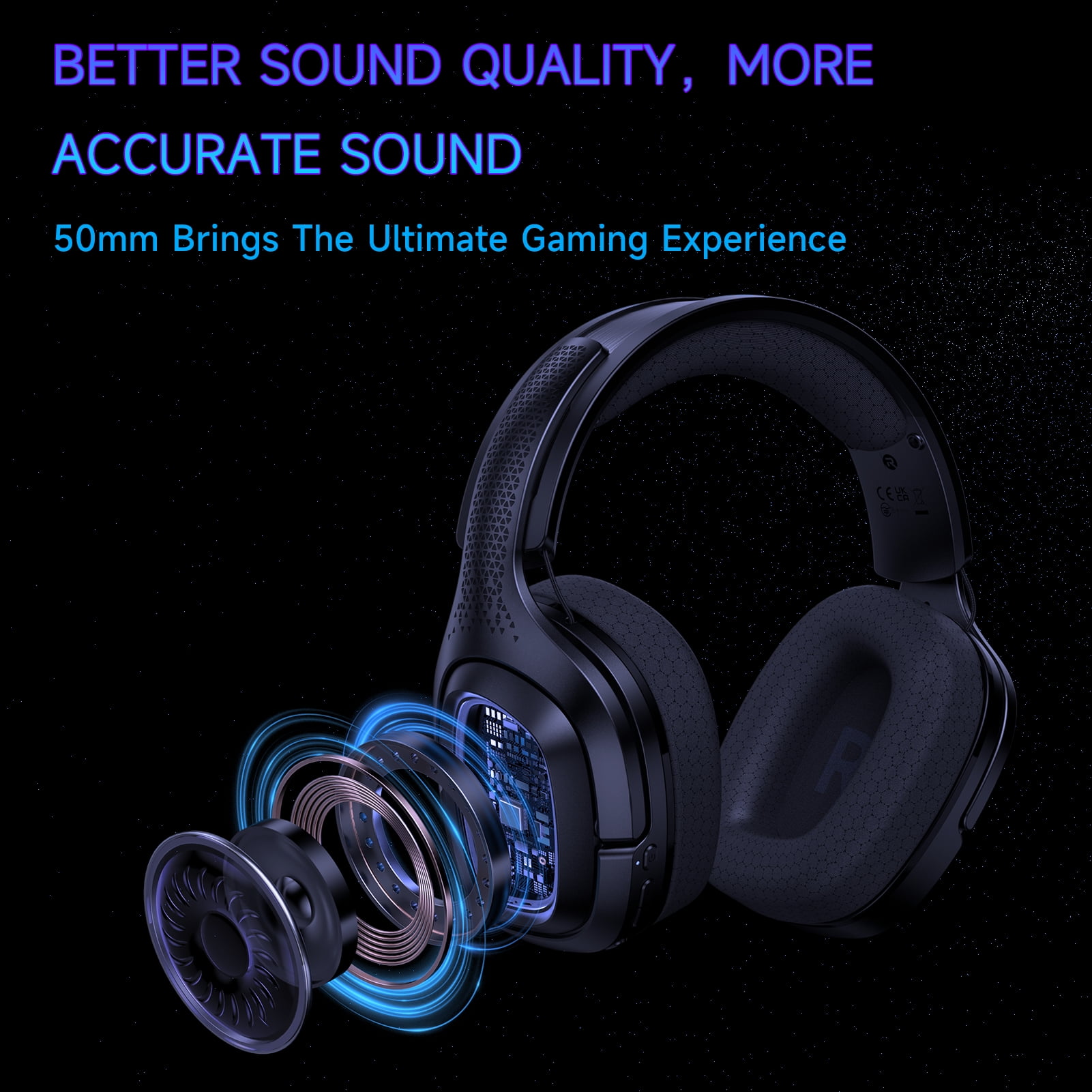 FFN 2.4GHz Wireless Gaming Headset for PS5, Bluetooth PS5 Headset with Microphone Noise Canceling, 3.5mm Wired Mode for Xbox Series, Black