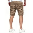 thumbnail image 6 of Mens Casual Cotton Shorts Drawstring Elastic Waist Summer Golf Pants Stretch Twill Beach Chino Shorts Khaki M, 6 of 7