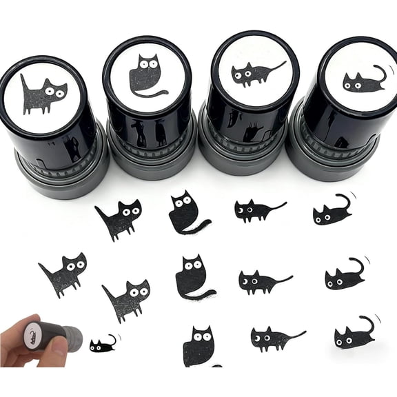 2026 Novelty Cute Black Cat Kitten Stamps for Stamp Cards,Mini Stamps Teacher Reward Stamp, Letters and Diaries Decorative Mini Stamps (C)