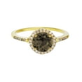 thumbnail image 1 of 10K Yellow Gold 7mm Round Smoky Quartz & 0.18 CTTW Diamond Halo Ring, 1 of 4
