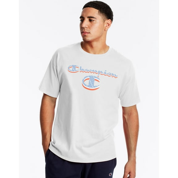 Champion Mens Classic Short-Sleeve Jersey Tee, XL, White