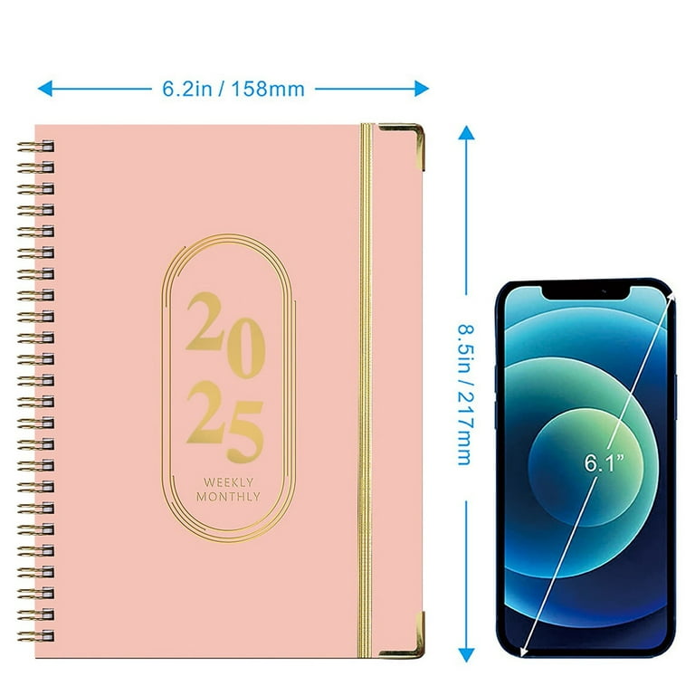 2025 Planner A5 Spiral Bound - Weekly & Monthly Layout, Jan-Dec 2025, Floral Design, With Tabs & Pocket