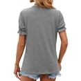 thumbnail image 2 of Hanerdun Women Blouses Tops Female Crew Neck Casual Shirts Ruffle Tees Gray S, 2 of 5