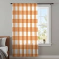 thumbnail image 4 of Orange Plaid Sheer Curtains 108" Extra Long, Gradient Geometric Buffalo White Checkered Light Filering Curtains, Privacy Drapes Simi Floor to Veiling Curtain for Living Room Large Window Treatment, 4 of 9