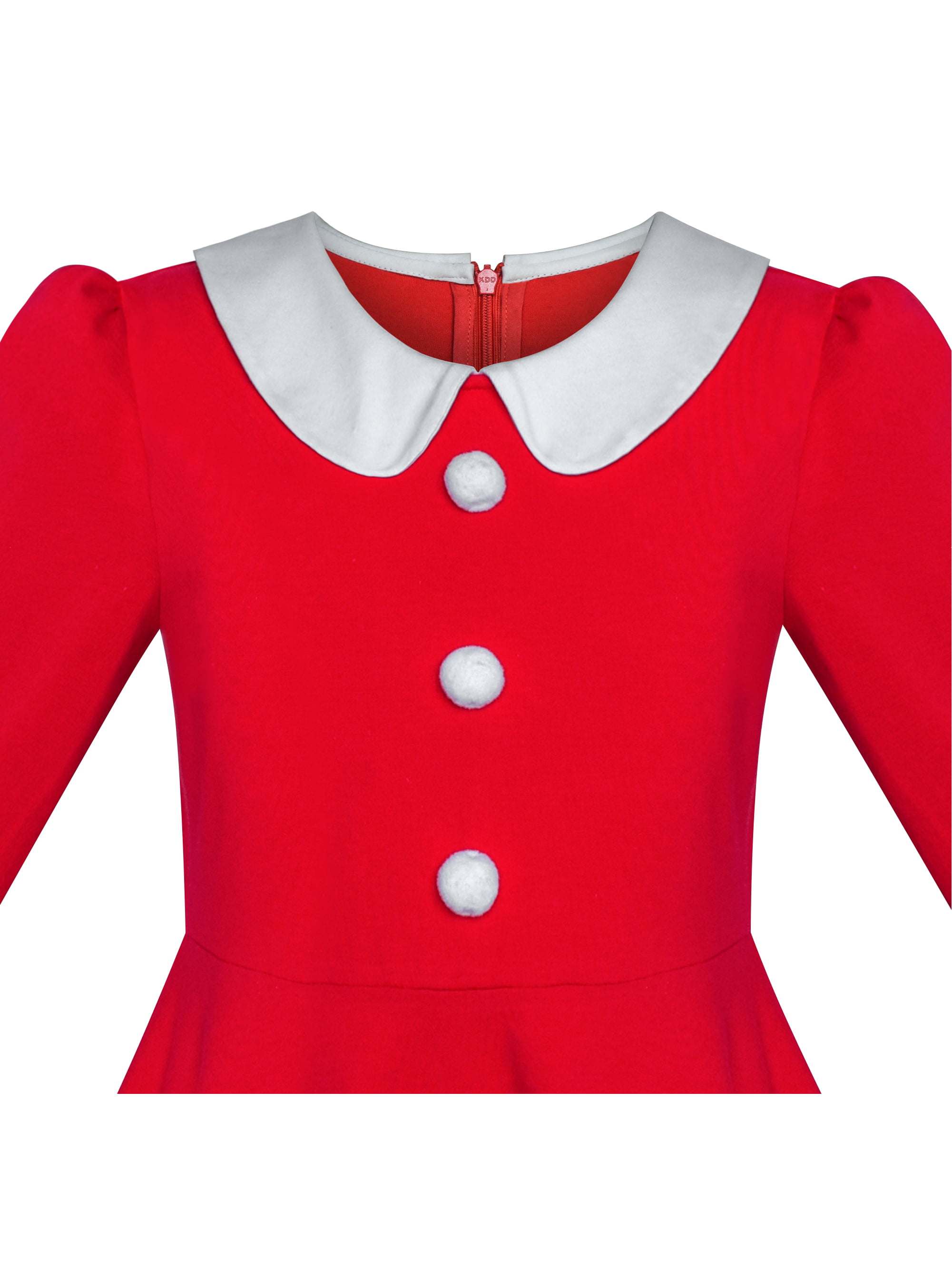 Sunny Fashion Girls Dress Christmas Hat Red Velvet Long Sleeve Holiday Size 4-14 