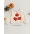 thumbnail image 2 of Wassery Infant Baby Girls Boys Halloween Sweaters Long Sleeve Crew Neck Pumpkin Print Loose Knitted Pullovers 6M 12M 18M 24M 3T 4T Toddler Fall Winter Warm Clothes, 2 of 8