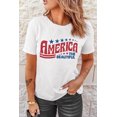thumbnail image 3 of POGLIP Femmes Blanc AMERICA le Beau T-Shirt Graphique Imprimé Étoiles, 3 of 6
