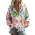 thumbnail image 4 of Trendy Oversized Sweatshirts for Women Full Zip Up Hoodie Jackets with Pockets Graphic Printed Casual Sport Coat (S, Multicolor), 4 of 6