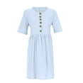 thumbnail image 4 of Bigersell Robe de Maternité pour Séance Photo, Mode d'Été pour Femmes, Imprimée, à Manches Courtes, Chandail à Enfiler, Robe à Boutons, Robes de Mariage pour Mariée, Robes Portefeuille Régulières, Style 3107, Bleu Pâle L, 4 of 7