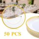 thumbnail image 2 of Paquete de 50 platos de carga transparentes a granel de plástico de 13 pulgadas con abalorio redondas, platos de servicio decorativos de grano esmerilado acrílico para bodas, fiestas, 2 of 10