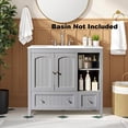 thumbnail image 6 of IVV 35.43 Inch Bathroom Vanity Base Cabinet, Gray Bathroom Storage Cabinet with Double Doors & 2 Drawers, Open Storage & Adjustable Shelf (Basin Not Included), 6 of 7