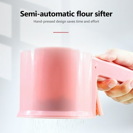 

Ludlz Semi-Automatic Flour Sieve Colander Strainer Fine Mesh Easy to Clean Cup Shape Flour Percolator Baking Sifter Sugar Sifter