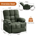thumbnail image 5 of UHOMEPRO Swivel Recliner Chair with Massage and Heat, 360 Degree Swivel Rocker Recliner for Adults, Wide Seat Manual Recliner Chair with Cup Holders, USB Charging, Side Pockets, Green, 5 of 11
