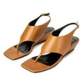 thumbnail image 3 of YDN Women Open Split Toe Wedge Low Heels Ankle Buckle Strap Thong Sandals Casual Daily Dress Beach Shoes Size 9.5 Sandy Brown, 3 of 4