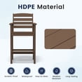 thumbnail image 4 of FUNDAZE Outdoor Bar Height Chair Set of 2, HDPE Weather Resistant Patio Stools with Wide Seat, Ergonomic Back, Armrest & Footrest, Tall Bar Chair for Garden, Poolside, Balcony, Brown, 4 of 6