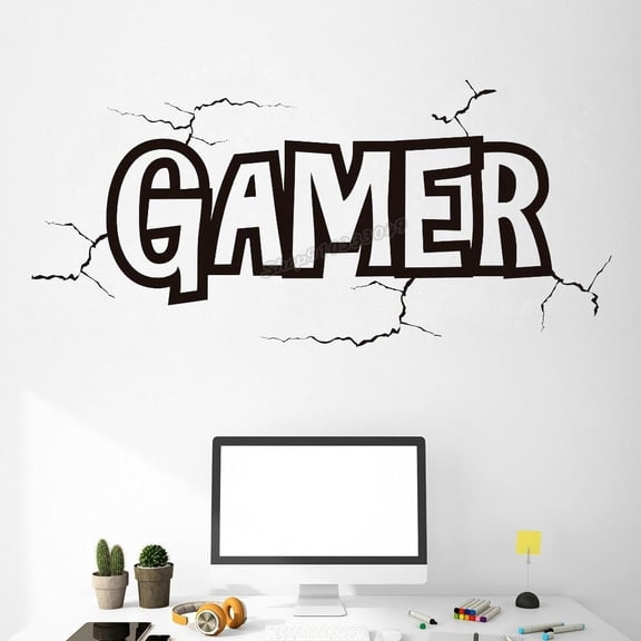 Gamer Decor Gaming Room Gamer Wall Decor Vinyl Wall Stickers Kids Bedroom Decoration 123x57cm