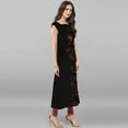 thumbnail image 6 of Janasya Indian Round Neck Cap Sleeve Gold Print Black Poly Crepe Kurta For Women, 6 of 8