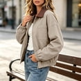 thumbnail image 6 of hlysgo Women's Barn Jacket Collar Zipper Utility Jacket Cinchable Hem Workwear Jacket with Pockets Beige,L, 6 of 6