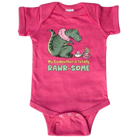 

Inktastic My Godmother Is Totally Rawr-Some Tea Rex Party Gift Baby Boy or Baby Girl Bodysuit