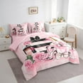 thumbnail image 3 of Manfei Smart Perfume Lipstick Twin Bedding Sets 7-Piece,Pink Flower Floral Bedding Comforter Set,Fashion High Heels Sheet Sets For Child,Microfiber Bedroom Decor,Reversible, 3 of 8