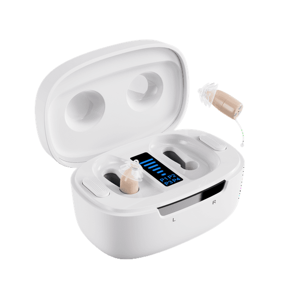 Ceretone Core One Pro Beige FDA-Cleared OTC Invisible In The Ear Hearing Aids – Virtually Invisible, Rechargeable, Intricon Chip for High-Definition Sound, Penny-Size Design, Video Guide & Support